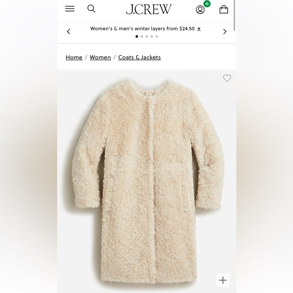 J. Crew Collection Sherpa Topcoat, Size S
